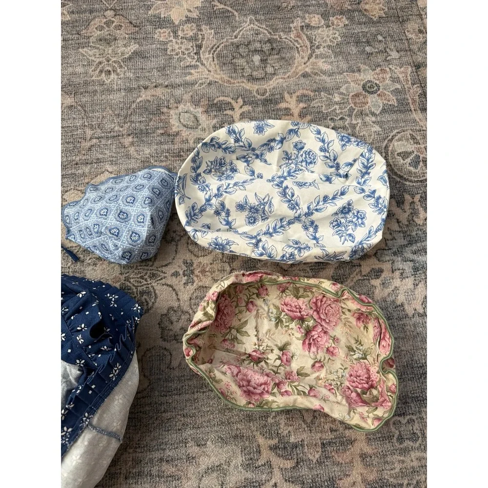 Vintage Longaberger Basket Fabric Liners Navy Blue, Peony